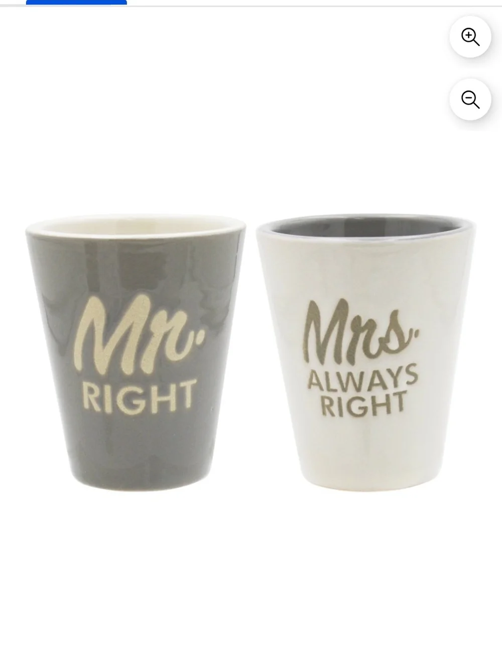 Mr. Right & Mrs. Always Right Ceramic Mug Set - Grey and White